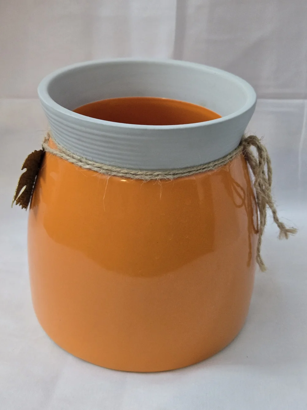 Orange Ceramic Accent Vase with Gold Leaf Charm